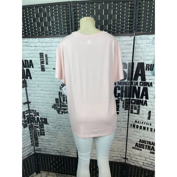 Reebok XXXL Gray-Pink Logo Crew Neck Short Sleeve Tee - Picture 2 of 5